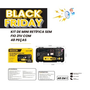 KIT MINI RETIFICA RECARREGAVEL 21V 48 PEÇAS BOM-9731