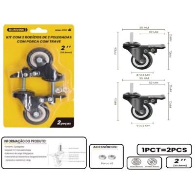 KIT RODIZIO GIRATORIO C/ 2 PCS 2