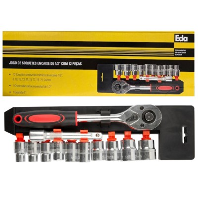 KIT FERRAMENTAS SOQUETES ENCAIXE DE 1/2