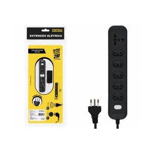 EXTENSÃO ELETRICA 2P+T 10A 2  METROS COM 5 TOMADAS 1 UNIVERSAL  SR1015