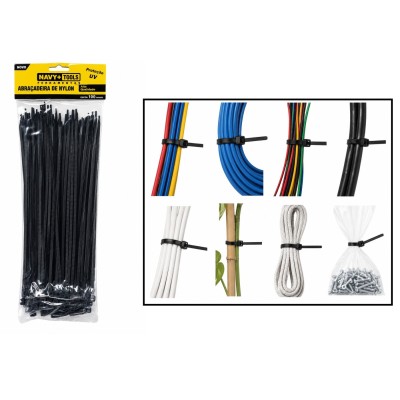 ABRAÇADEIRA DE NAYLON 4,8X300MM ENFORCA GATO  C/ 100 PCS  NAVY 30003