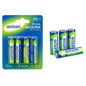 BATERIA PILHA AA 1.5V  ALCALINA C/4   EXBOM 2ALR6