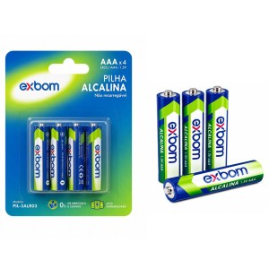 BATERIA PILHA AAA 1.5V  ALCALINA C/4   EXBOM 3ALR03